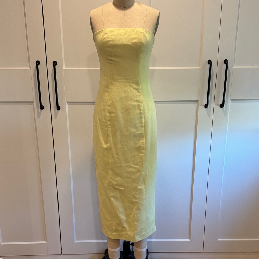 STAUD Yellow Strapless Dress